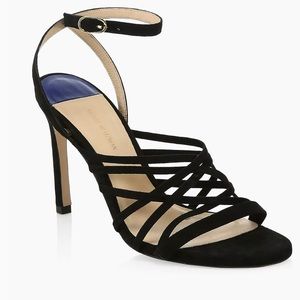 Stuart Weitzman Black Spotlight Strappy Suede Sandal Heel Size 9 $orig$ 425